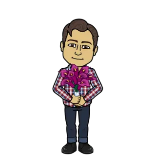 💐 Desenho animado, Bitmoji, Flores, Copos de leite, Pessoa, Homem, Saudação telegram sticker
