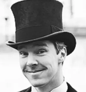 😅 Benedict Cumberbatch 演员, 肖像, 礼帽, 男人, 名人 whatsapp sticker