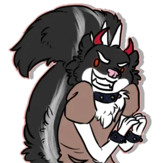 😈 スカンク, 悪魔, 漫画, キャラクター, 角, 首輪 telegram sticker