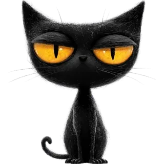 🙄 kot, czarny kot, kreskówka, zwierzę, zwierzak, słodki whatsapp sticker
