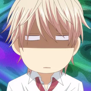 🎵 Anime, Manga, Ragazzo, Inespressivo, Faccia, Cartone animato, Biondo whatsapp sticker