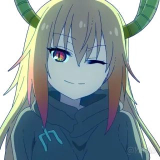 😉 Tohru Miss Kobayashi's Dragon Maid Anime, Dragón, Maid, Tohru, Miss Kobayashi's Dragon Maid, Lindo, Dibujos animados whatsapp sticker