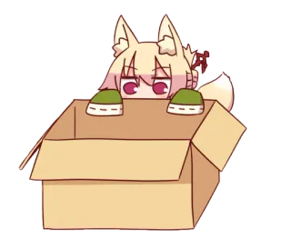 😳 Anime, Lindo, Caja, Zorro, Orejas, Cola telegram sticker