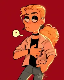 🌟 Hoạt hình, Nhân vật, Tóc vàng, Dấu chấm hỏi, Nghệ thuật, Hình minh họa telegram sticker