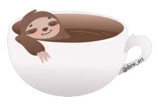 🐨 @dew_art 나무늘보, 커피, 휴식, 귀여운, 카와이, 동물 telegram sticker