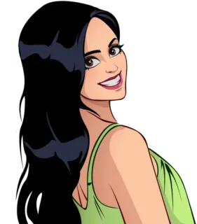 😁 mujer, dibujos animados, sonrisa, morena, ilustración telegram sticker