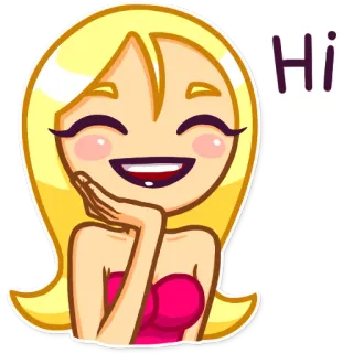 👋 Hi cartoon, blonde, woman, greeting, cheerful telegram sticker