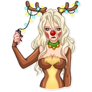 😑 renna, Natale, ragazza, vacanze, luci whatsapp sticker