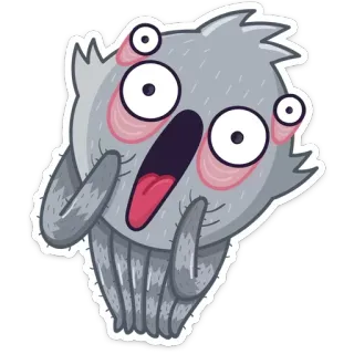 😳 Cartoon, Monster, Augen, Mund, Lustig, Niedlich, Sticker whatsapp sticker