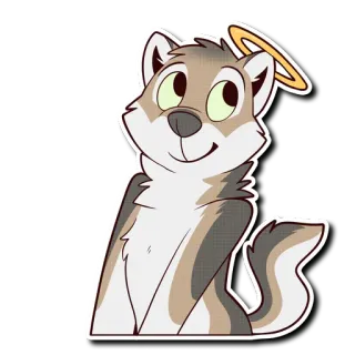 😇 loup, chien, animal, mignon, auréole, autocollant, dessin animé telegram sticker