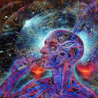 🧠 psychedelisch, Kunst, abstrakt, drittes Auge, spirituell, surreal telegram sticker
