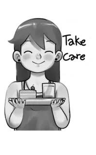 😇 Take Care cibo, cura, servizio, ragazza, cartone animato telegram sticker
