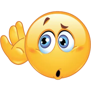 👂 Emoji, Zuhören, Lauschen, Neugierig, Gesichtsausdruck, Gelbes Gesicht telegram sticker