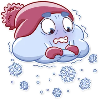🌨 Wolke, Schneeflocken, Winter, Kalt, Eiskalt, Cartoon telegram sticker