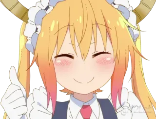 👍 Tohru Miss Kobayashi's Dragon Maid Anime, Dragón, Maid, Lindo, Tohru, Pulgar arriba, Kawaii whatsapp sticker