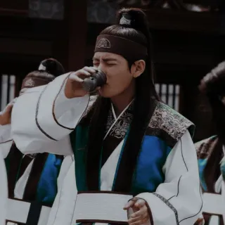 🐻 사람, 음주, 전통의상, 한국, 아시아, 남자 telegram sticker