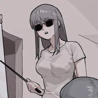 🪔 anime style, woman, sunglasses, teacher, presentation telegram sticker