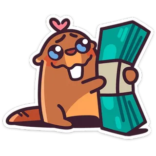 💸 castoro, carino, animale, cartone animato, soldi, contanti, amore, cuore telegram sticker