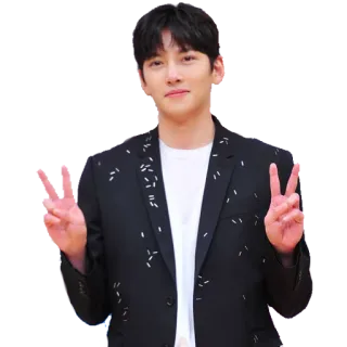 ✌️ homme, costume, signe de paix, coréen, acteur whatsapp sticker