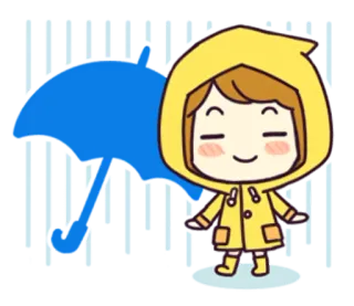 ☔ cartoon, raincoat, umbrella, weather, cute whatsapp sticker