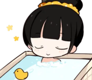 🛀 bathtub, rubber duck, cute, girl, bath time, relaxation whatsapp sticker