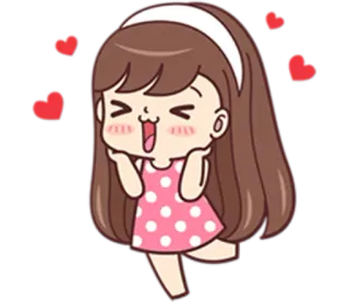 😊 dibujos animados, chica, lindo, corazones, feliz telegram sticker
