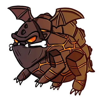 🐉 monstre, créature fantastique, os, ailes, dessin animé, marron, animal whatsapp sticker