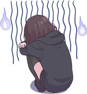 😥 Anime, Verdrietig, Huilend, Emo, Meisje, Emotioneel whatsapp sticker