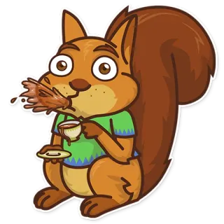 ☕ squirrel, tea, cartoon, animal, drink telegram sticker