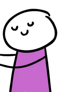 💁 desenho animado, personagem, desenho, simples, roxo, feliz whatsapp sticker