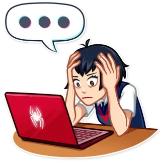🤦‍♂️ Peni Parker Spider-Man: Into the Spider-Verse peni parker, spider-man, anime, computer, denken whatsapp sticker