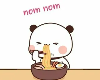 🦋 nom nom essen, ramen, cartoon, bär, süß, lebensmittel, nudeln telegram sticker