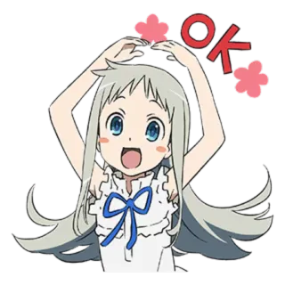 🆗 OK อนิเมะ, ผู้หญิง, โอเค, น่ารัก, ตัวละคร whatsapp sticker