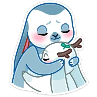 🤗 animal, abraço, fofo, amor, desenho animado, veado, bicho-preguiça telegram sticker