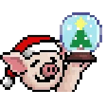🔮 Schwein, Weihnachten, Schneekugel, Feiertag, Tier, Pixelkunst whatsapp sticker