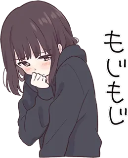 😕 もしもし anime, manga, girl, sad, hoodie telegram sticker
