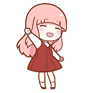 😄 cartone animato, carino, anime, ragazza, capelli rosa, chibi telegram sticker