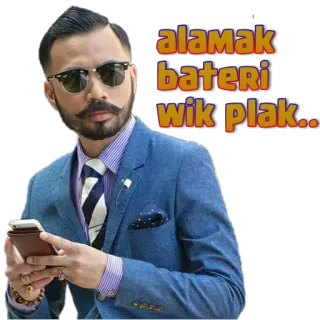 📲 alamak
bateri
wik plak.. uomo, occhiali da sole, abito, telefono, malese, adesivo whatsapp sticker