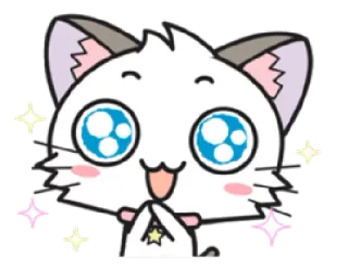 ✨ gato, kawaii, fofo, brilhos, anime, feliz whatsapp sticker