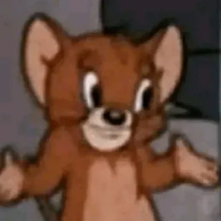 🤍 Jerry Mouse Tom and Jerry 제리, 톰과 제리, 만화, 쥐, 어깨를 으쓱, 불확실, 혼란스러움 telegram sticker