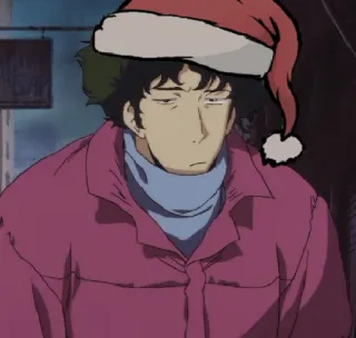 🎁 Spike Spiegel Cowboy Bebop Anime, Navidad, Gorro de Papá Noel, Spike Spiegel, Cowboy Bebop, Dibujos animados telegram sticker