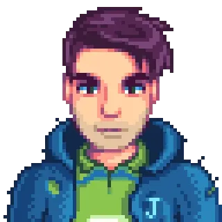 😐 Shane Stardew Valley videojuego, pixel art, personaje, Stardew Valley telegram sticker