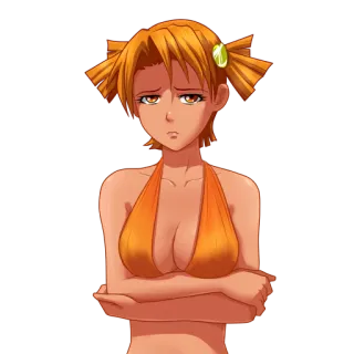 🥺 Anime, Chica, Bikini, pelo naranja telegram sticker