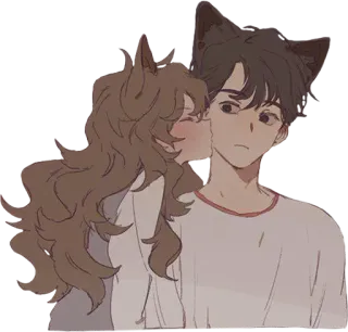 ❤️ Anime, Coppia, Orecchie da gatto, Kawaii, Carino, Romance telegram sticker
