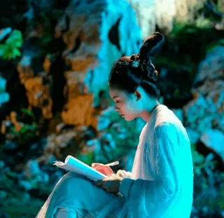 💮 woman, writing, paper, dress, ancient, traditional telegram sticker