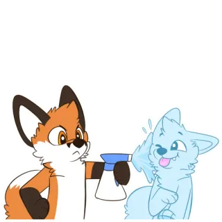 💦 raposa, cão, água, spray, desenho animado, animal whatsapp sticker