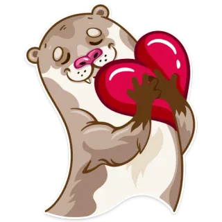 ❤️ rái cá, động vật, trái tim, tình yêu, dễ thương, hoạt hình telegram sticker