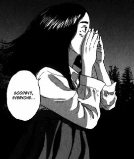 😃 GOODBYE, EVERYONE... Abschied, traurig, Manga, Anime, Frau, verlassen, Lebewohl whatsapp sticker