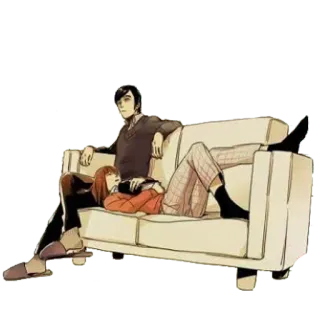 🖤 canapé, assis, détente, personne, décontracté, intérieur, repos telegram sticker