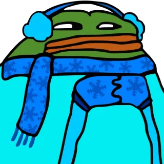 🥶 Pepe the Frog pepe, 青蛙, 冬天, 雪, 冷, 雪花 whatsapp sticker